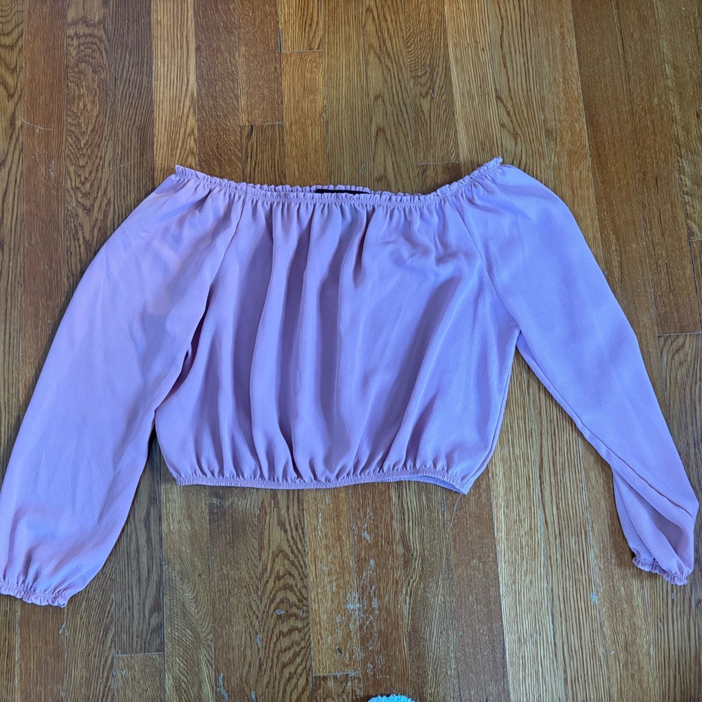 Polly & Esther Off-Shoulder Purple Blouse